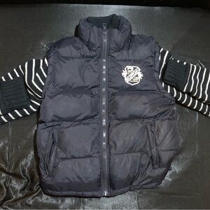 (VINTAGE) Scotch & Soda Black Puffer Jacket with Striped Sleeves